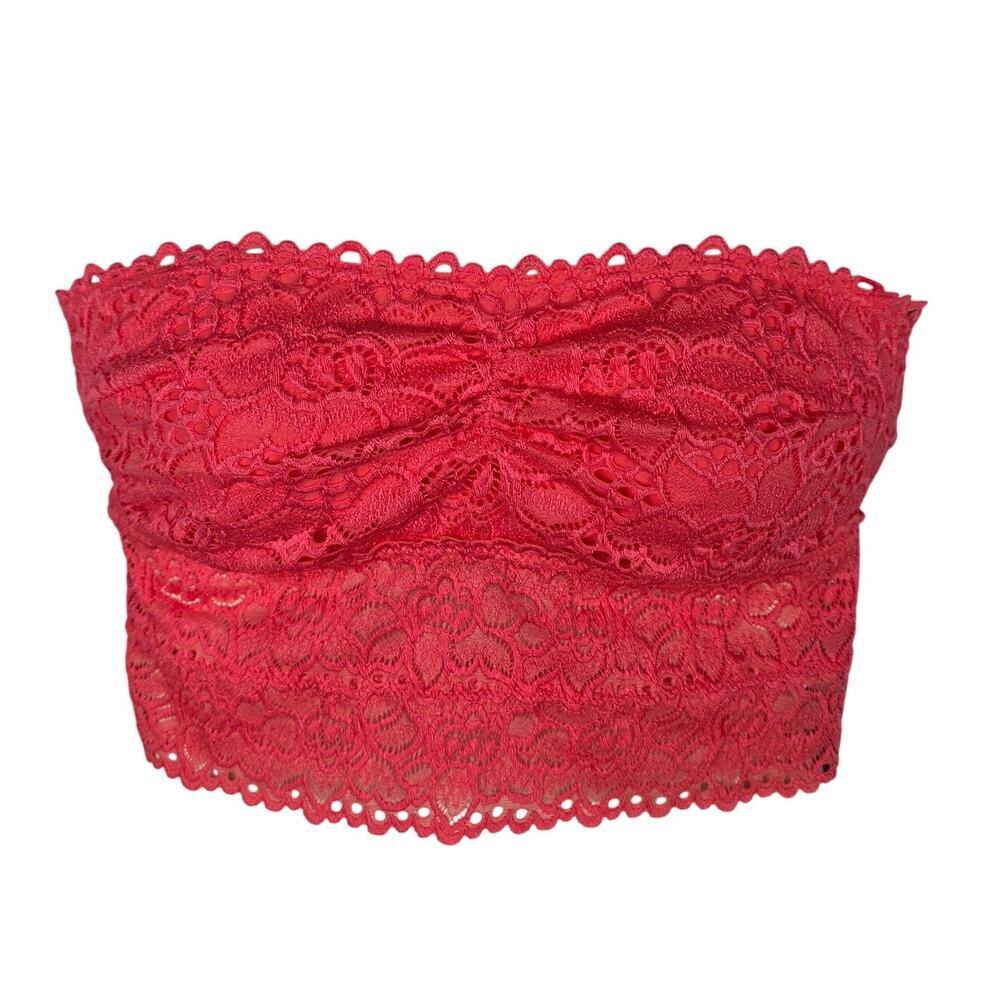 Aerie NWT Lace Tube Top Small Coral Pink Strappy Y2K Sz M